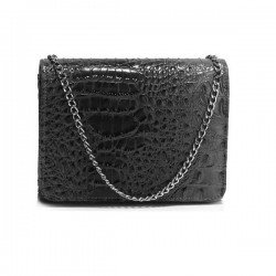 Anna Grace Black Crocodile Τσαντάκι Χιαστί AGC00350