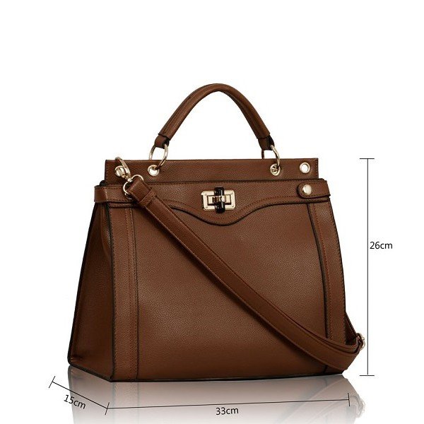 LS Bags Brown/Kαφέ Τσάντα Χειρός/Ώμου (LS0056)